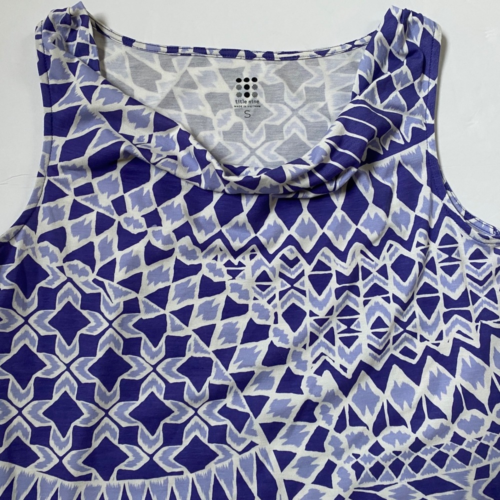 Title Nine Women's‎ Mosaic Tile Purple White Sleeveless Casual Athletic Dress S - Picture 3 of 13